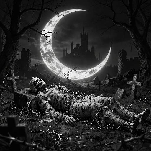 Black Metal Corpse Under Crescent Moon