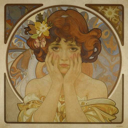 Nervous Girl Portrait with Floral Hairpin