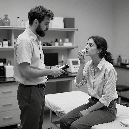 Laboratory Setting with Woman Applying Makeup