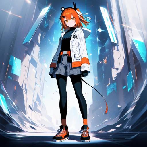 Futuristic Anime Girl with Orange Hair
