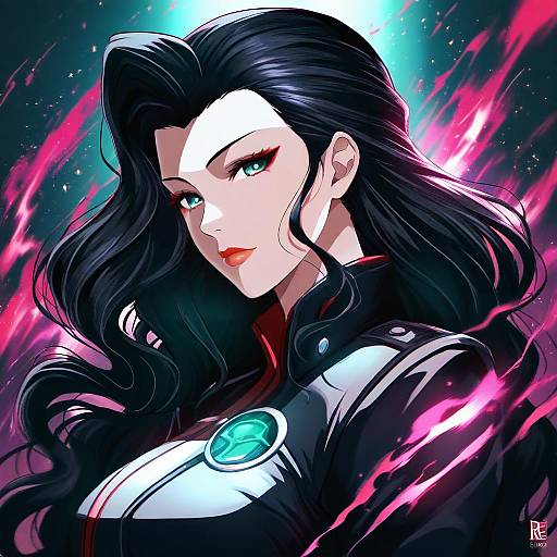 Illustration of Asami sato, avatar legends in the style of Re (re 09)