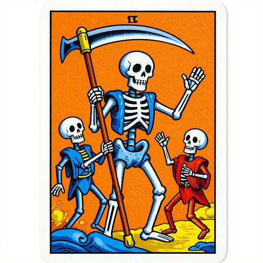 Playful Colorful Death Tarot Card