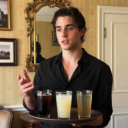 Charming Young Man with Drinks