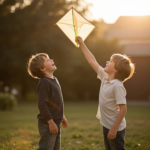 Nostalgic Sibling Playtime in Sunlit Backyard