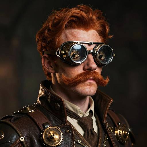 Steampunk Redhead with Mechanical Goggles
