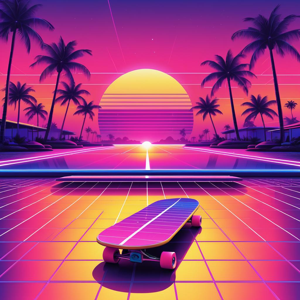 Vibrant 80s Synthwave Sunset Design