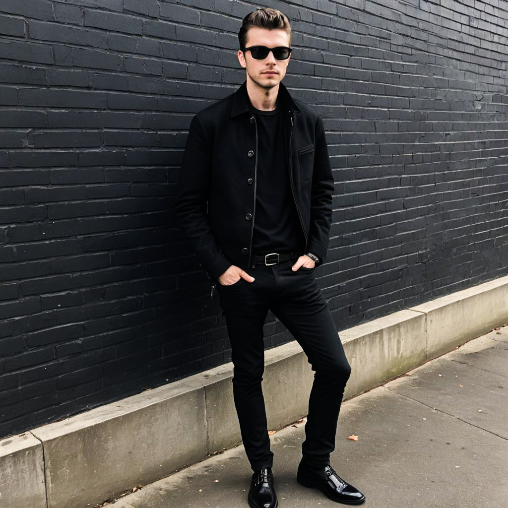 Stylish Lanky Man in All Black Outfit