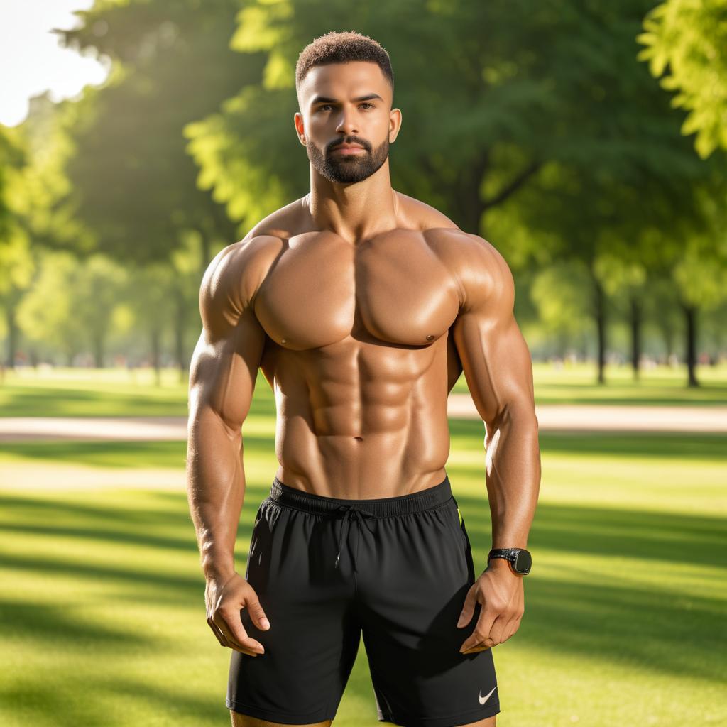 Athletic Man in Sunny Park Portrait