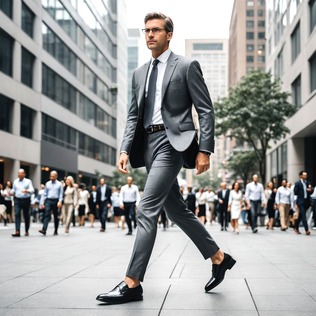 Confident Businessman in Urban Plaza