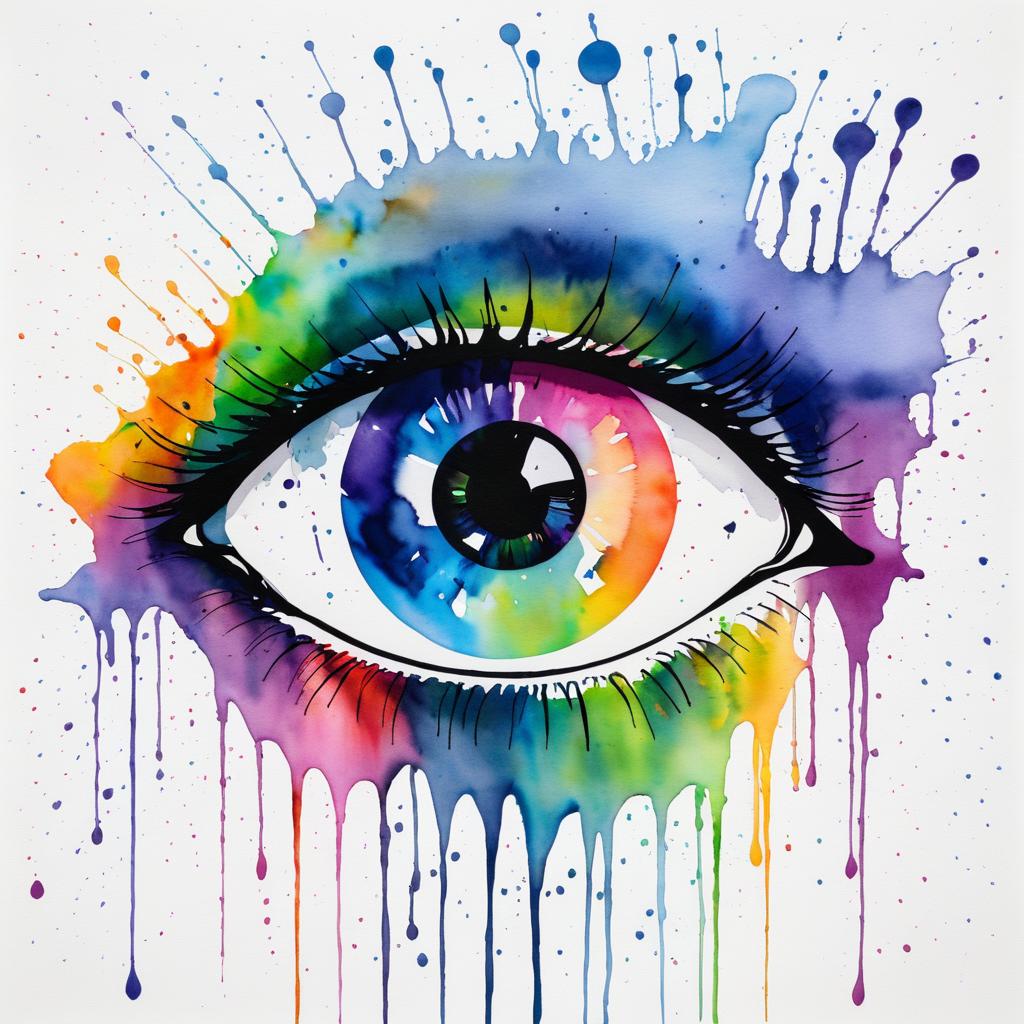 Watercolor Eye Print in Abstract Style