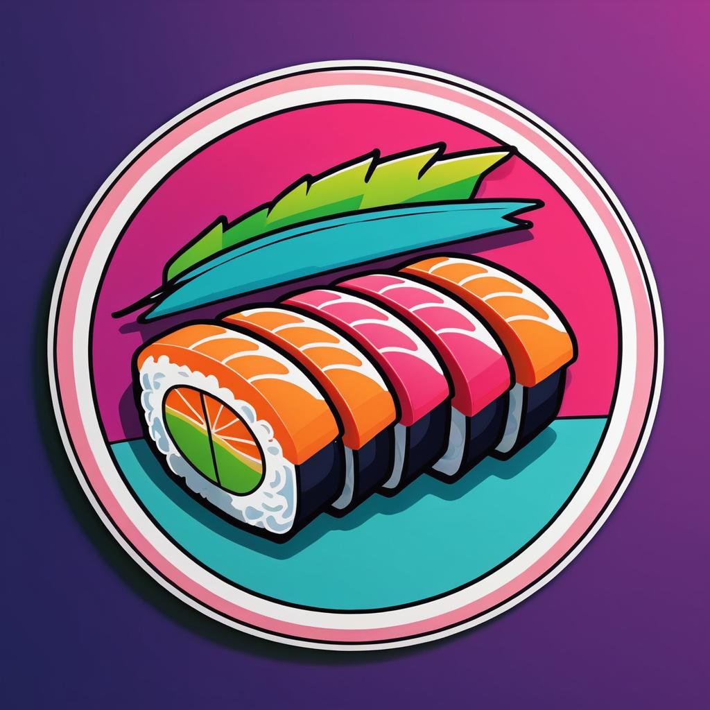 Vibrant Neo-Traditional Sushi Sticker Design