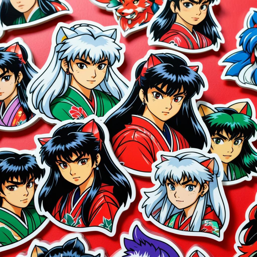 Vibrant Inuyasha and Kagome Tattoo Stickers