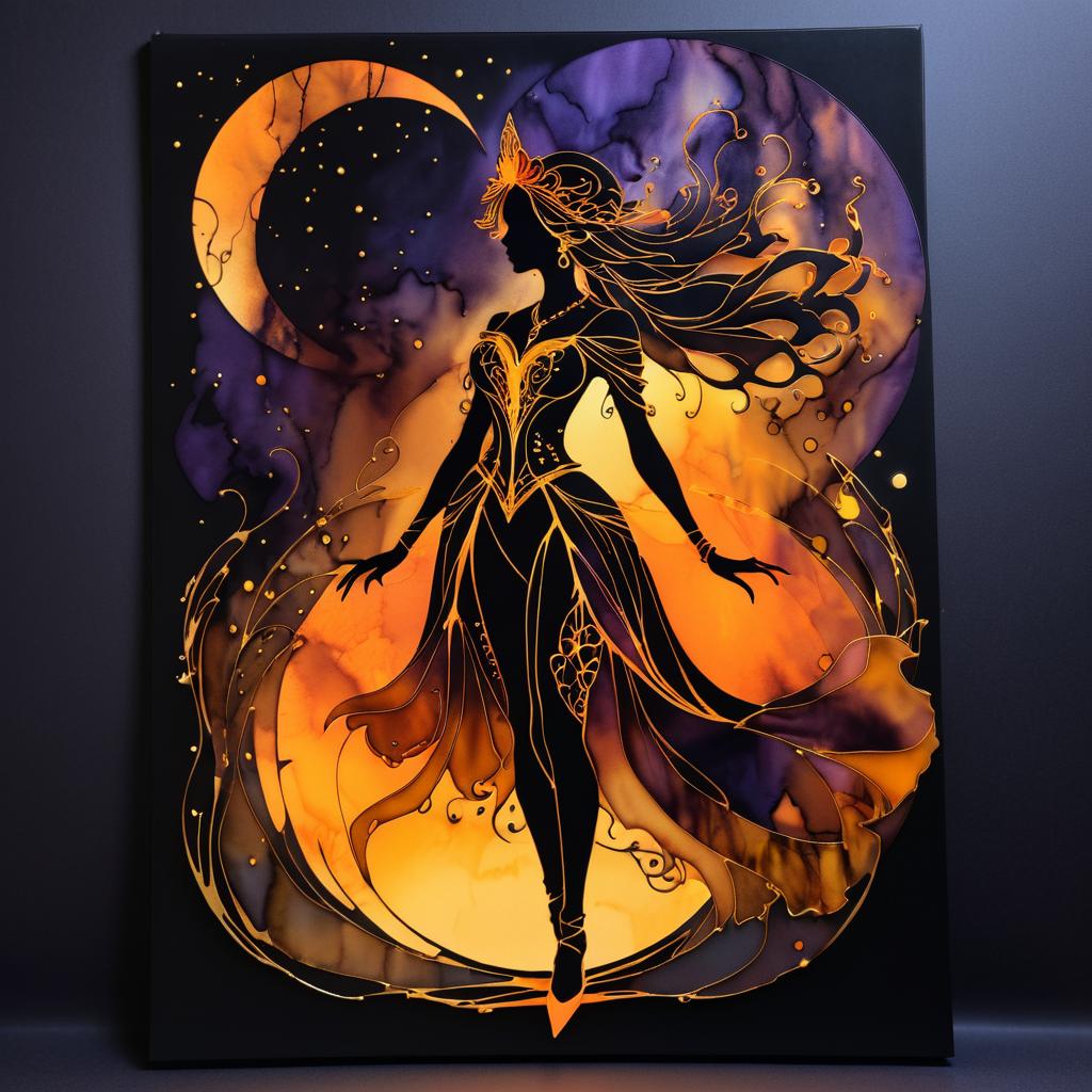 Mystical Sorceress Silhouette Art