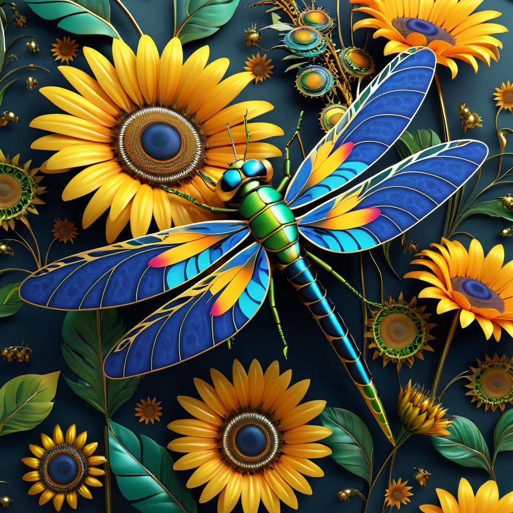 Surreal Dragonfly with Biomechanical Elements