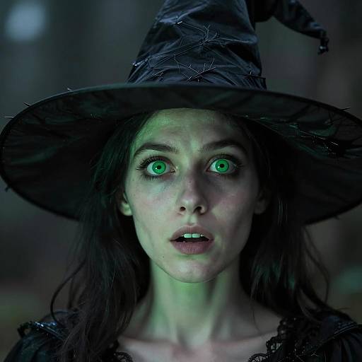Surprised Witch with Green Highlights