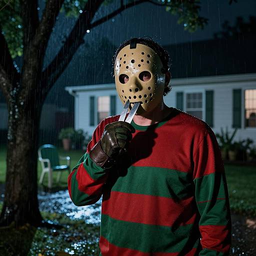 Eerie Night Scene with Freddy Krueger