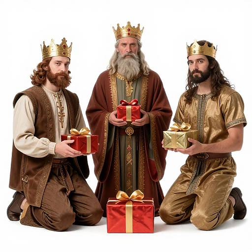 The Three Kings Kneeling with Gifts