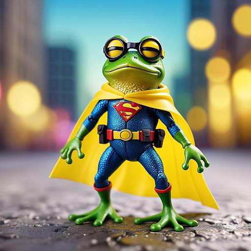 Superhero Frog Toy Figurine
