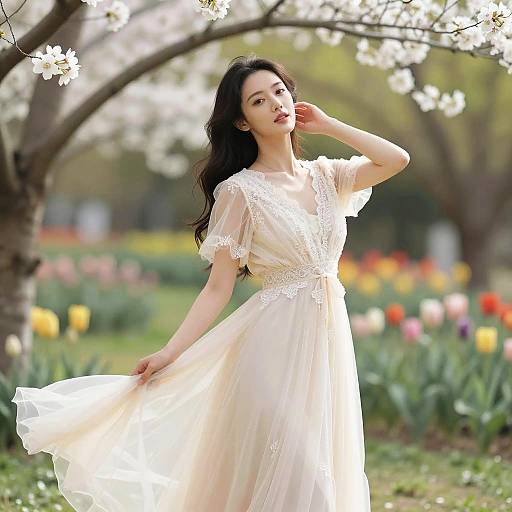 Elegant Woman in a Lush Garden