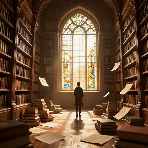 Solitary Figure in Grand Library