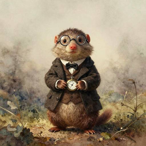 Gentle Anthropomorphic Mole Scholar Portrait