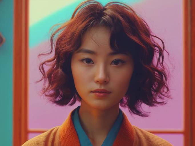 Vivid Portrait of a Dreaming Asian Woman