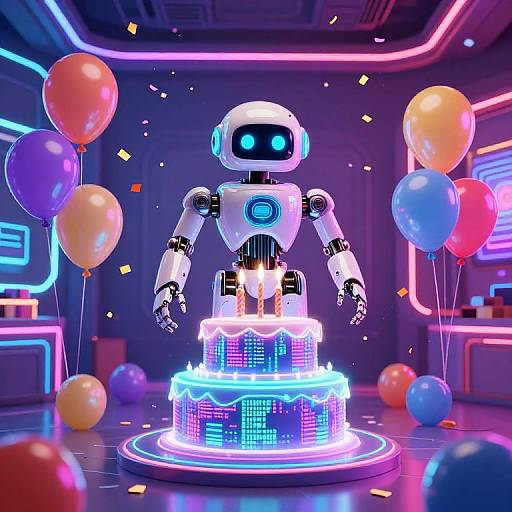Cyberpunk AI Birthday Celebration