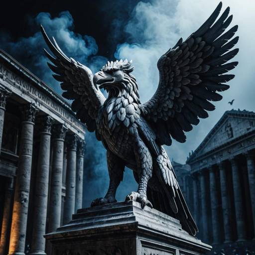 Majestic Griffin Statue in Dramatic Lighting