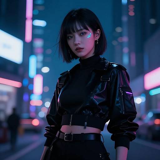 Cyberpunk Girl in Neon City