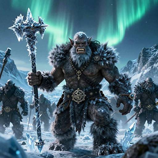 Fierce Troll Chieftain in Frozen Glacier