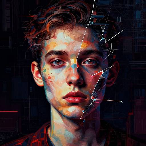 Surreal Fragmented Portrait with Glitch Effects