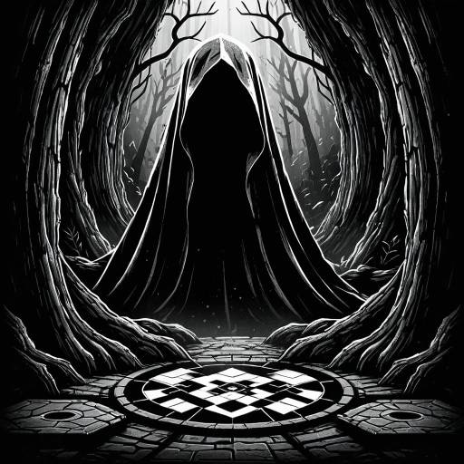 Mysterious Hooded Figure in Dark Forest