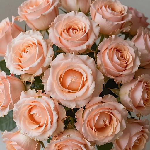 Close-Up of Blooming Peach and Pink Roses