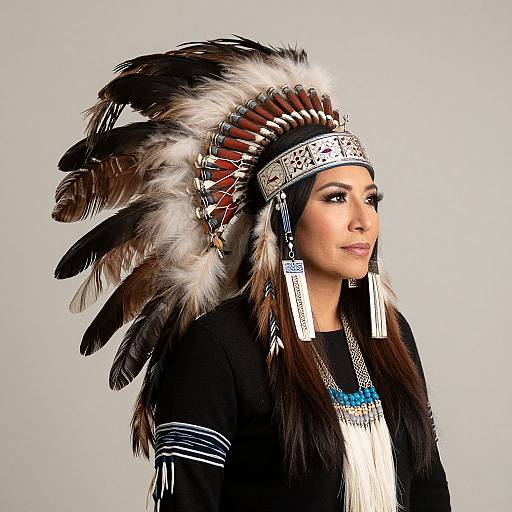 Native American Woman with Wolf Headdress