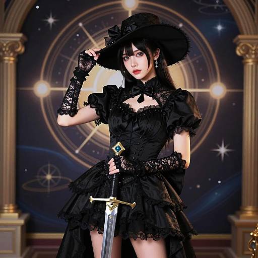 Elegant Fantasy Warrior with Celestial Flair