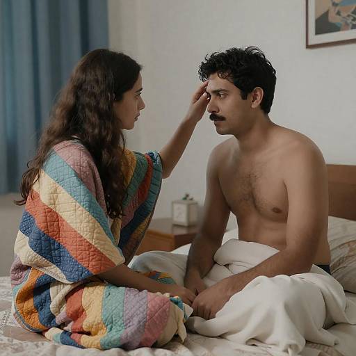 Couple Intimate Moment on Bed