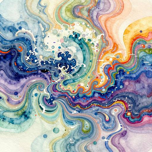 Abstract Watercolor Waves with Glitch