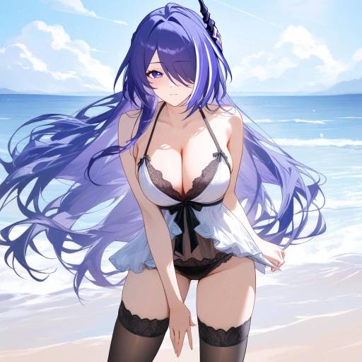 Dynamic Cowgirl at Windswept Shoreline