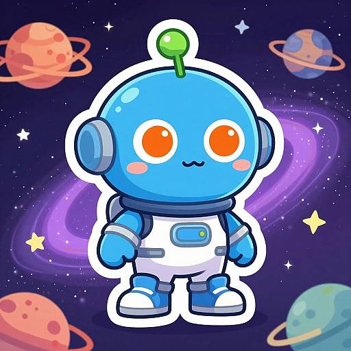 Playful Alien Cartoon Sticker