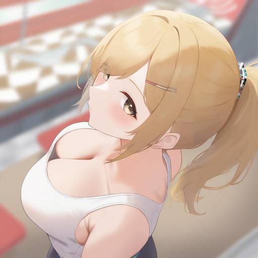 Anime Girl in White Tank Top Looking Back