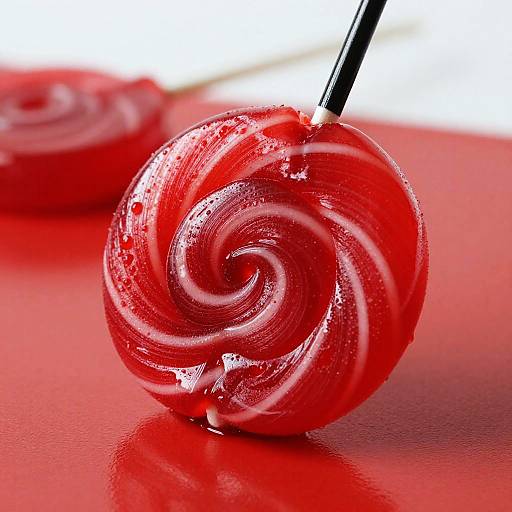 Glossy Red Spiral Lollipop Photo