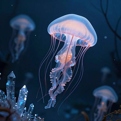 Giant Jellyfish Over Crystalline Forests