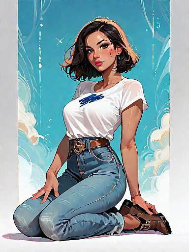 Casual Woman in Realistic Comic Style