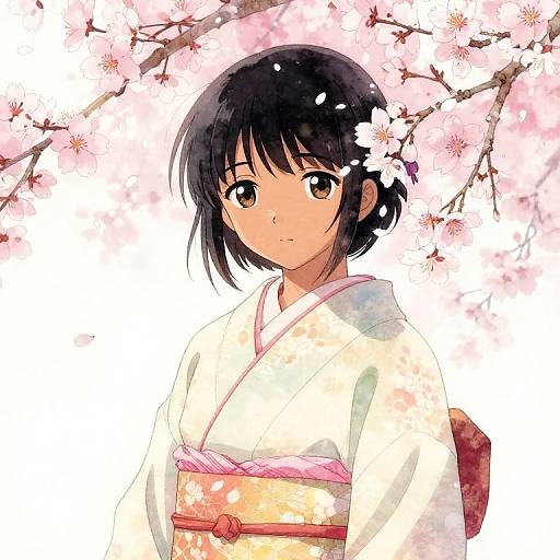 Serene Anime Girl in Kimono