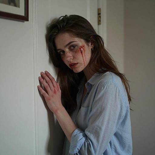 Dimly Lit Scene of a Distressed Woman