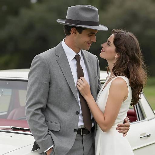 Classic Car Couple Portrait in Nature
