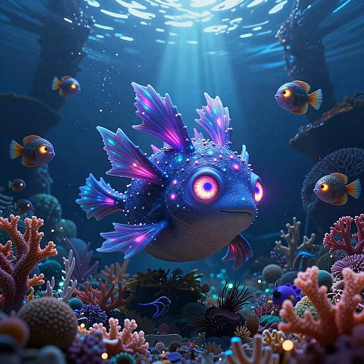 Glowing Fantasy Fish in Underwater Kingdom