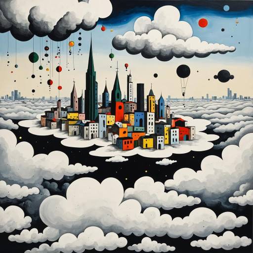 Surreal Floating City on Clouds