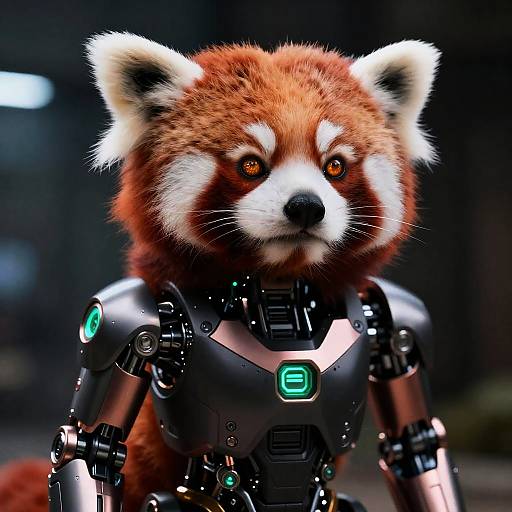 Futuristic Robotic Red Panda Hybrid