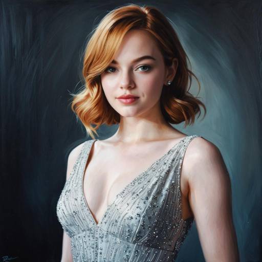 Portrait of Woman in Elegant Silver Dress